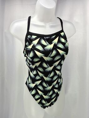 Speedo Geometric Prism Print One Piece Competition Swimsuit Size 36/12